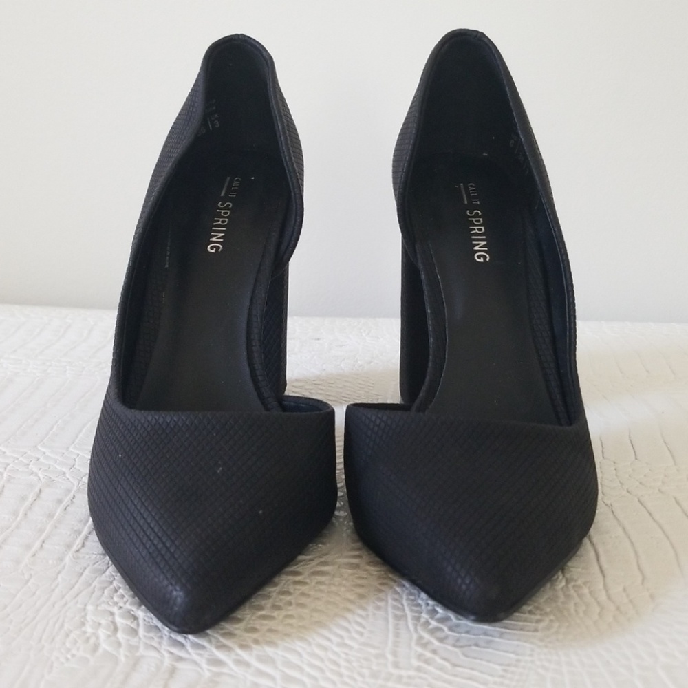 Call It spring black leather chunky heels